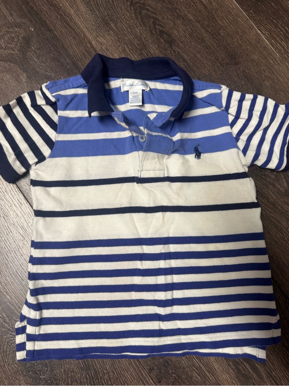 Ralph Lauren Navy & White Striped Polo Shirt - Kids
